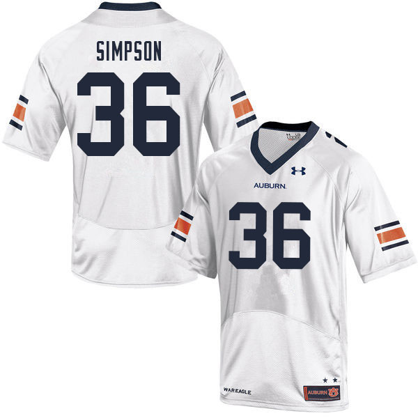 Auburn Tigers Men's Jaylin Simpson #36 White Under Armour Stitched College 2021 NCAA Authentic Football Jersey GRH2274KJ